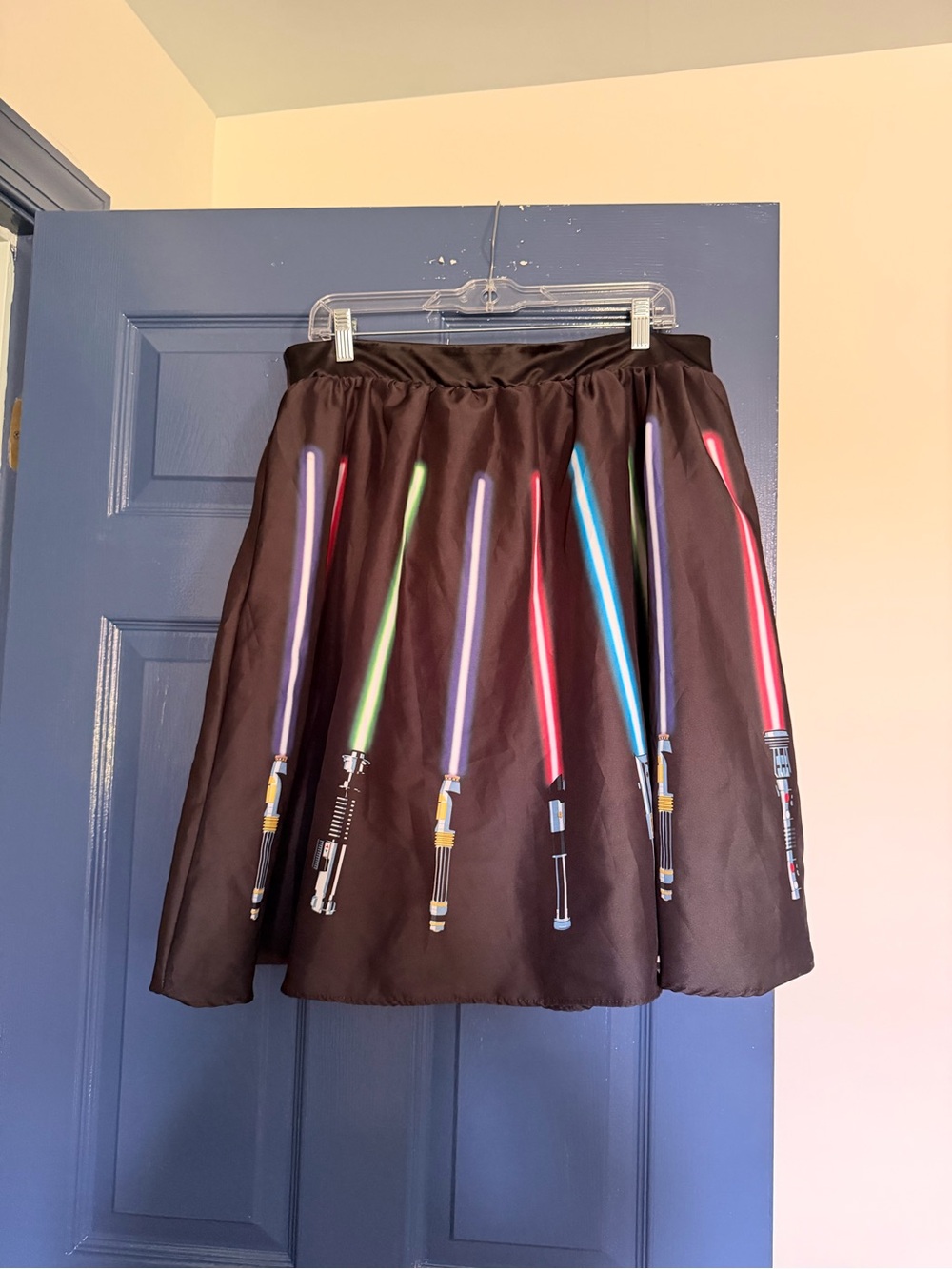 Star Wars Her Universe Black Midi Skirt with Colorful Lightsaber Print L